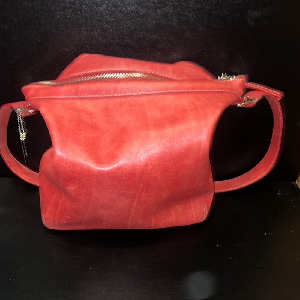 Vintage Red Leather COACH Duffel Sac Messenger Style Bag